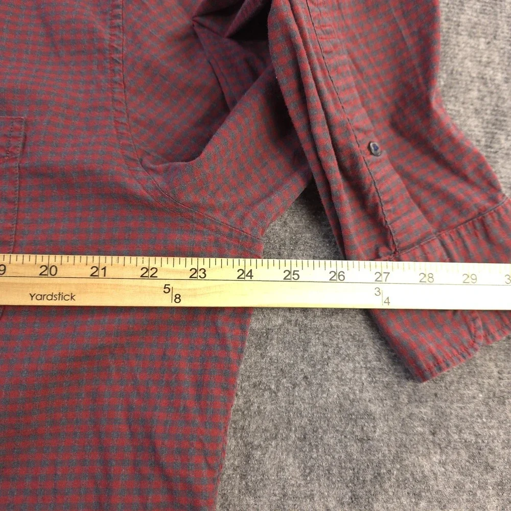 Bonobos Shirt XL Athletic Fit Red Gray Check‎ Long Sleeve Button Down Stretch